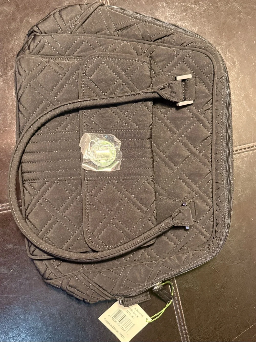 Vera Bradley Black Quilted Messenger Bag
